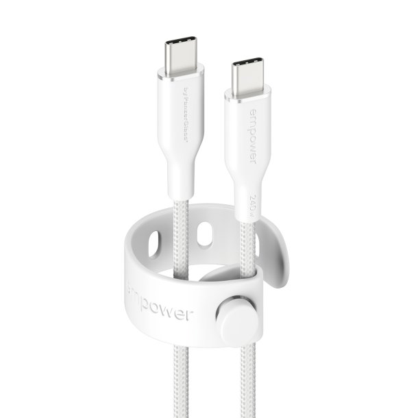 EMPOWER Racing 240W USB-C to USB-C Cable 2M, Silver White