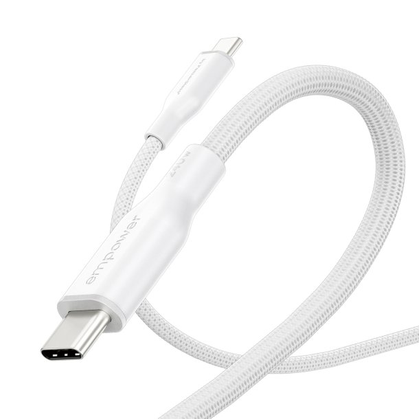 EMPOWER Racing 240W USB-C to USB-C Cable 2M, Silver White