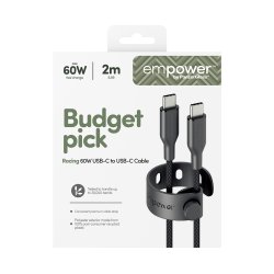 EMPOWER Racing 60W USB-C to USB-C Cable 2M, Space Black