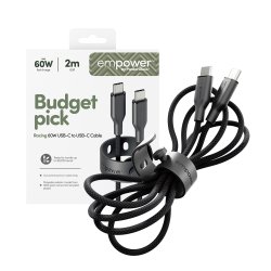 EMPOWER Racing 60W USB-C to USB-C Cable 2M, Space Black