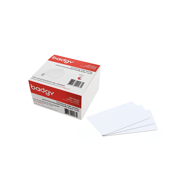 Badgy blank white 0,76mm thick paper cards (100)