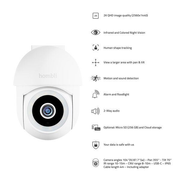 Smart Pan &amp; Tilt Cam (indoor/outdoor), White