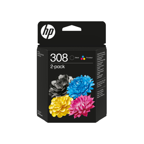 HP 308 Black/Tri-Color Original Ink Cartridge Combo 2-Pack