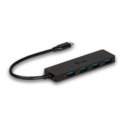 USB-C hub 4xUSB-A 3.0 black 20cm cable passive