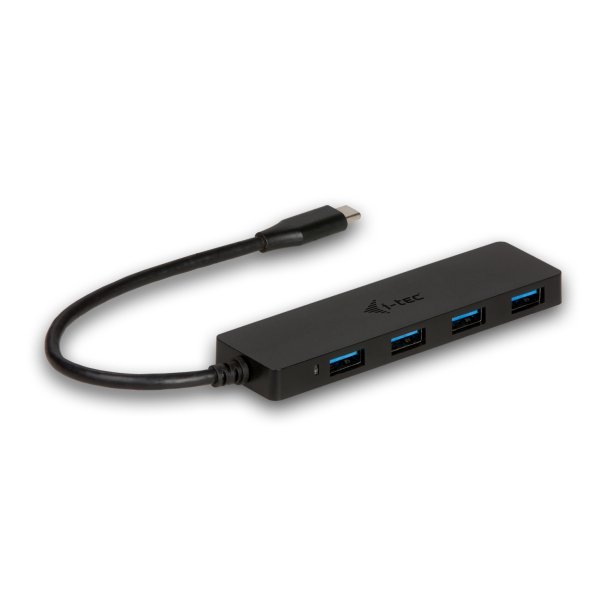 USB-C hub 4xUSB-A 3.0 black 20cm cable passive