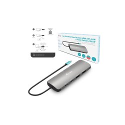 USB-C trav dock 2xHDMI 4xUSB-A 1xUSB-C 1xUSB-C PD 100W GLAN