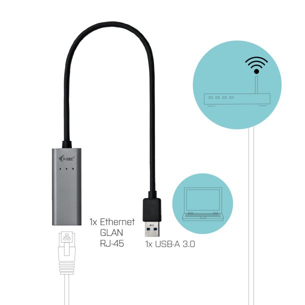USB-A GLAN ethernet adapter metal 28cm cable