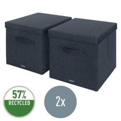 Opbevaringsboks i stof L gr� (2)