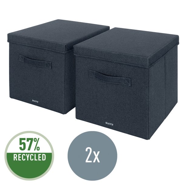 Opbevaringsboks i stof L gr� (2)