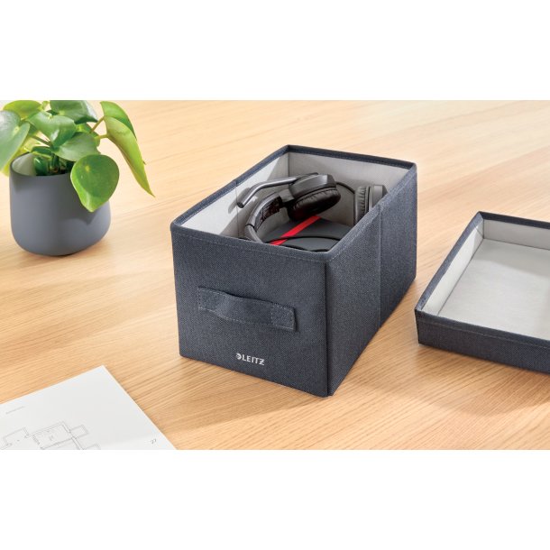 Opbevaringsboks i stof S gr� (2)