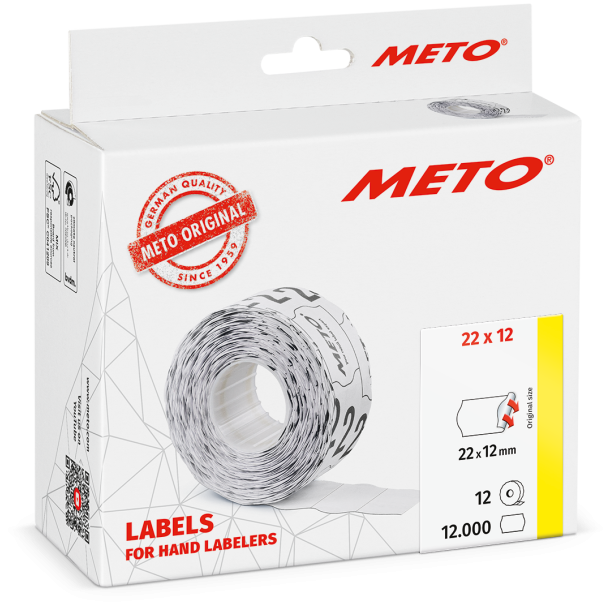 METO etiket perm 22x12 hvid (12rl/1000)