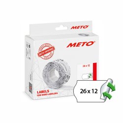 METO etiket aftag 26x12 hvid (12rl/1000)