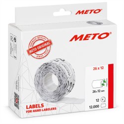 METO etiket aftag 26x12 hvid (12rl/1000)