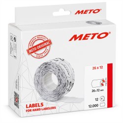 METO etiket perm 26x12 hvid (12rl/1000)