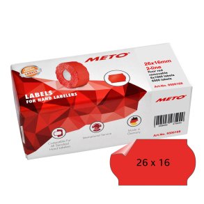 METO etiket aftag 26x16 neonr�d (6rl/1000)