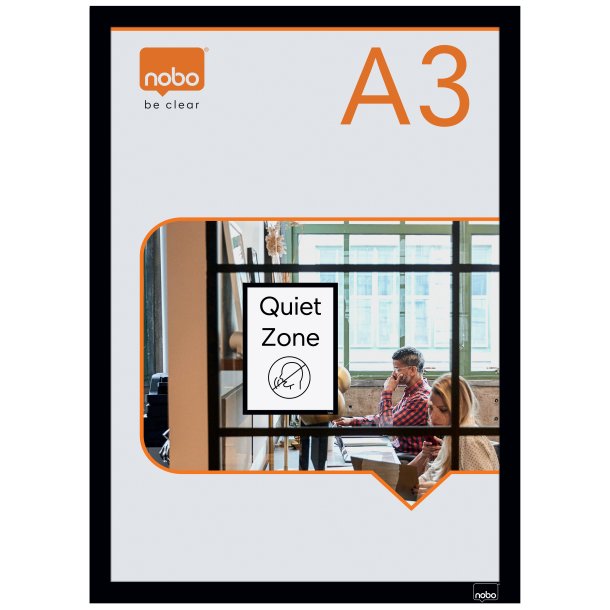 Inforamme magnetisk/selvklb A3 sort (2)