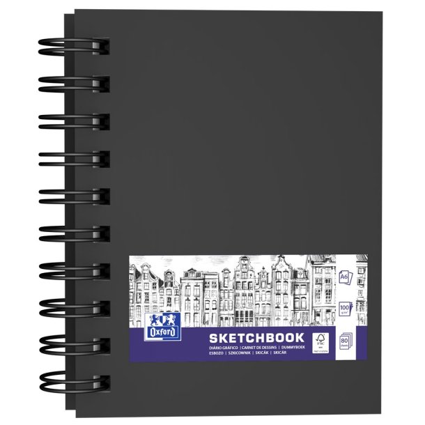 Oxford Skitseblok A6/80ark 100g dobbeltspiral