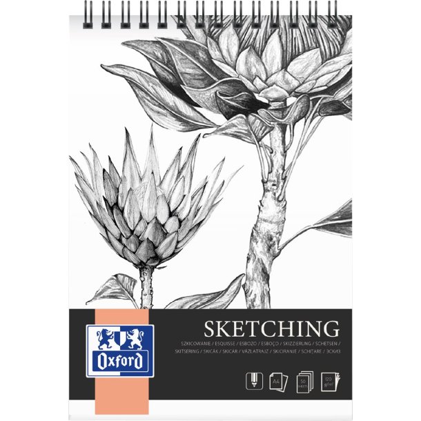 Oxford Kunstskitseblok oxford a4/50 ark 120 g dobbeltspiral