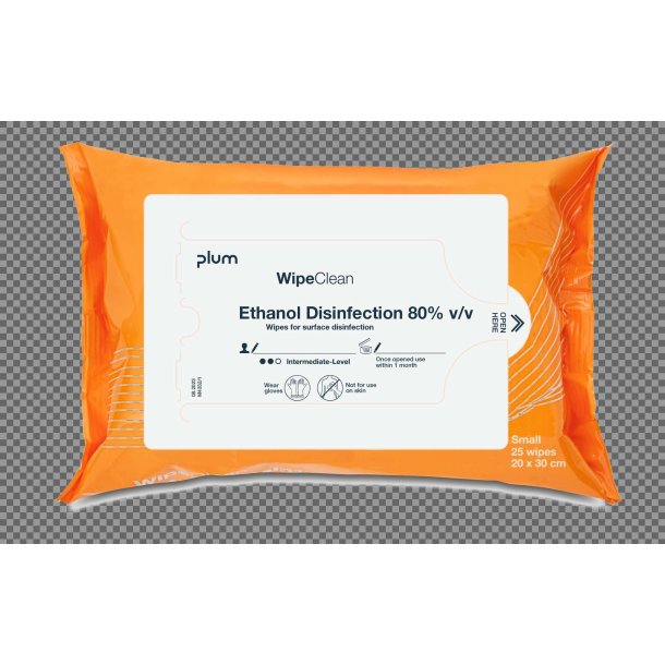 PLUM Wipeclean Ethanol Disinfection 80% - small 25 stk.