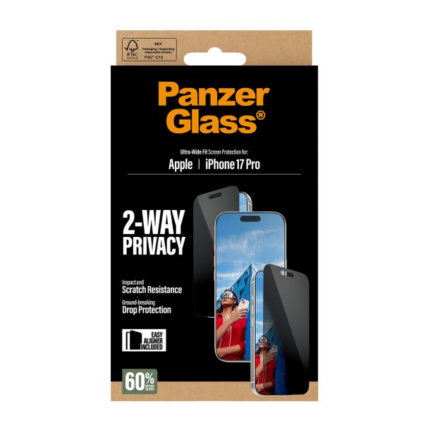 PanzerGlass 2-Way Privacy Screen Protector iPhone 17 Pro Ult