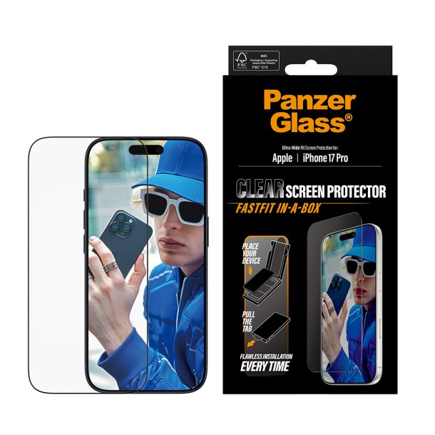 PanzerGlass Screen Protector w. Black Frame iPhone 17 Pro Ul