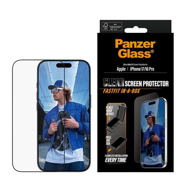 PanzerGlass Screen Protector w. Black Frame iPhone 17 iPhone