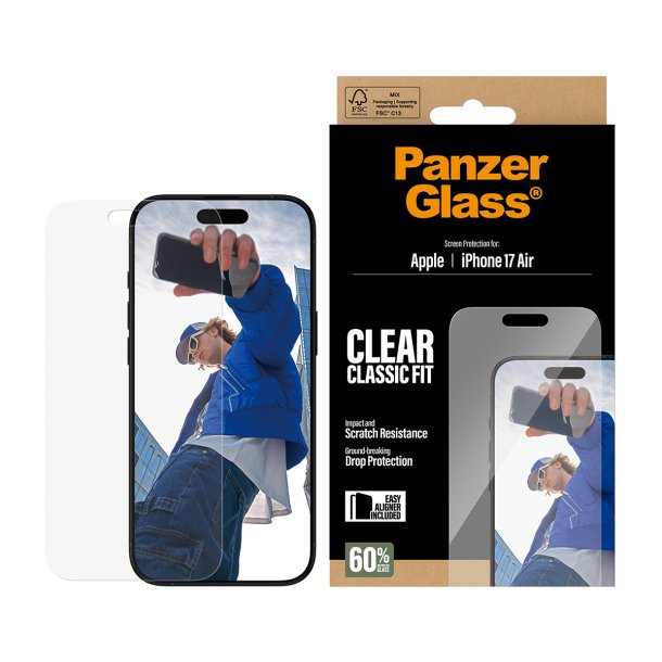 PanzerGlass Screen Protector iPhone 17 Air Classic Fit w. Ea