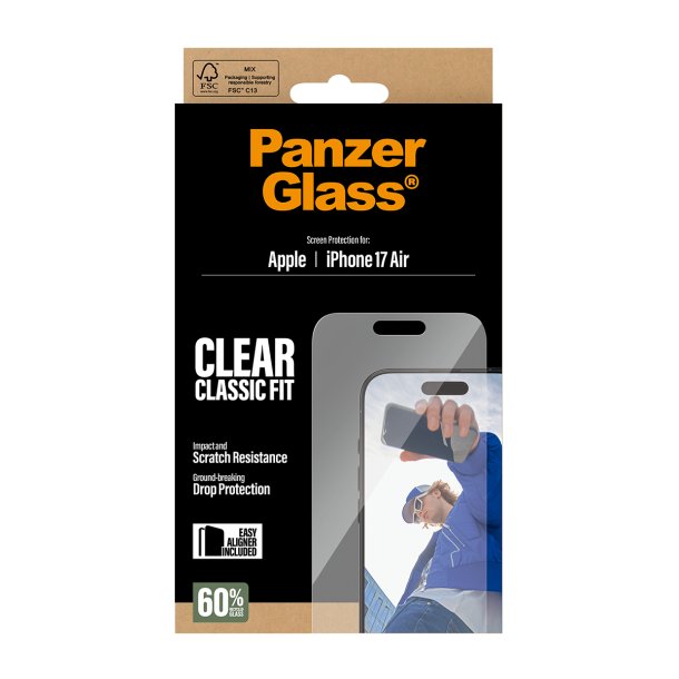 PanzerGlass Screen Protector iPhone 17 Air Classic Fit w. Ea
