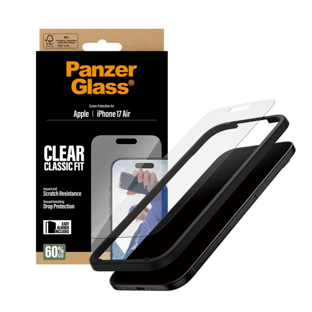 PanzerGlass Screen Protector iPhone 17 Air Classic Fit w. Ea