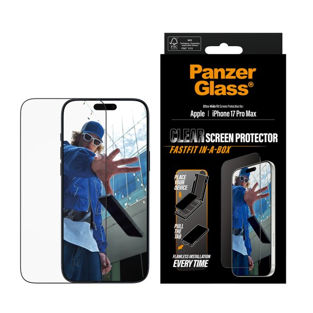 PanzerGlass Screen Protector w. Black Frame iPhone 17 Pro Ma