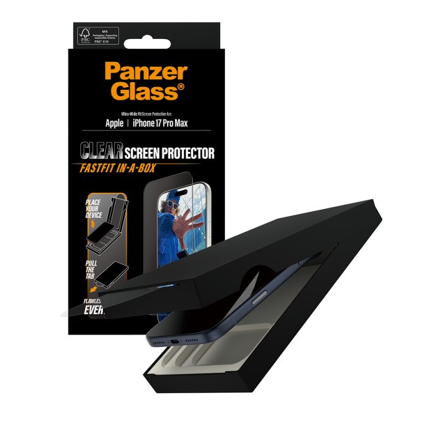 PanzerGlass Screen Protector w. Black Frame iPhone 17 Pro Ma