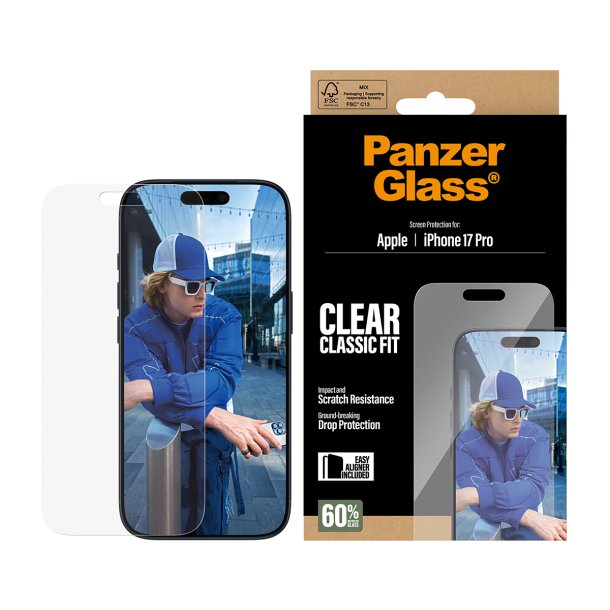 PanzerGlass Screen Protector iPhone 17 Pro Classic Fit w. Ea