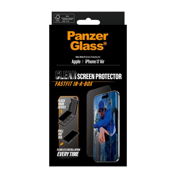 PanzerGlass Screen Protector w. Black Frame iPhone 17 Air Ul