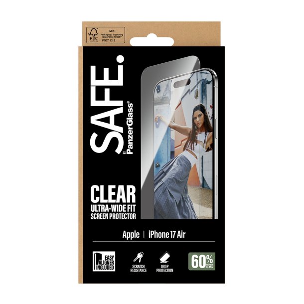 SAFE. Screen Protector iPhone 17 Air Ultra-Wide Fit w. EasyA