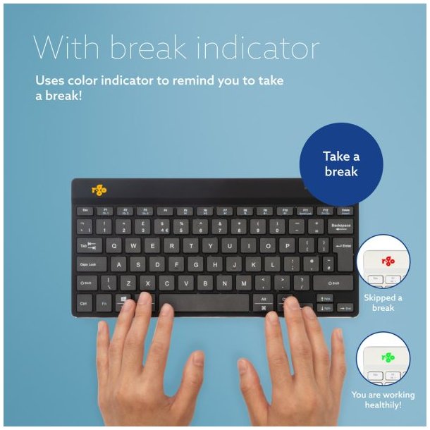 R-Go Compact Break ergonomic wireless keyboard, Black Nordic