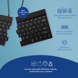 R-Go Split Break ergonomic wireless keyboard, Black Nordic