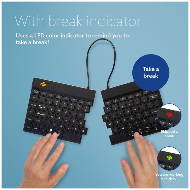R-Go Split Break ergonomic wireless keyboard, Black Nordic