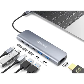 SANDBERG USB-C Dock HDMI + 2xUSB-A + 2xUSB-C + PD100W