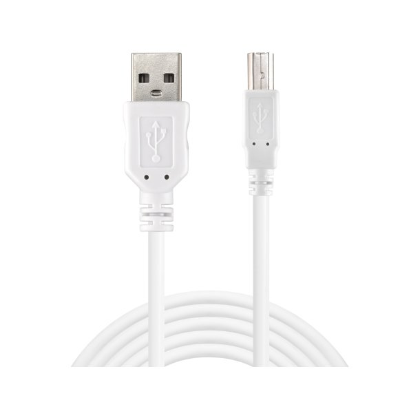 USB 2.0 A-B Cable, White (1.8m)