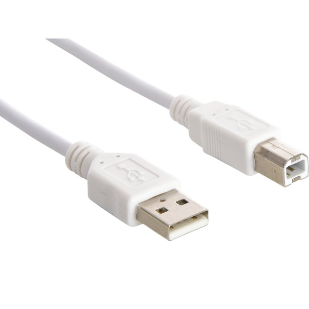 USB 2.0 A-B Cable, White (1.8m)
