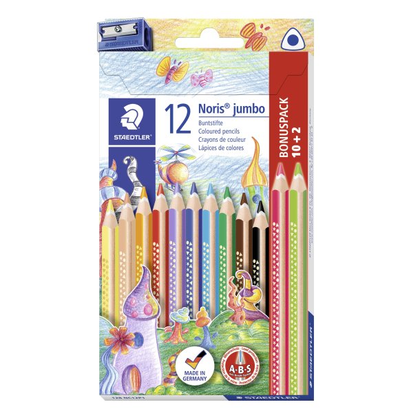 Farveblyant Noris Jumbo trekant ass (10+2)