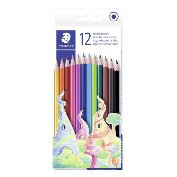 STAEDTLER Farveblyant sekskantet basis farver ass (12)