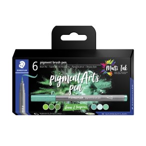 Brush pen Pigment Arts ass gr�n/turkis (6)