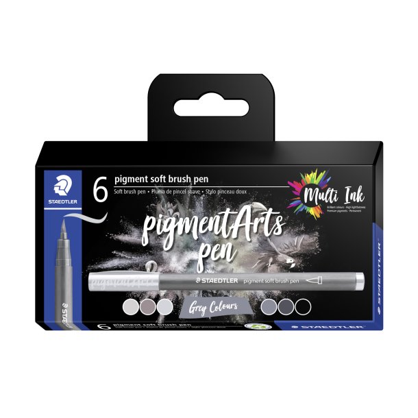 Brush pen Pigment Arts soft ass gr�/sort (6)