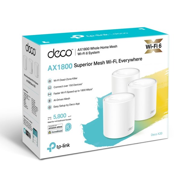 Deco X20 (3-pack) AX1800 Whole Home Mesh Wi-Fi 6 System