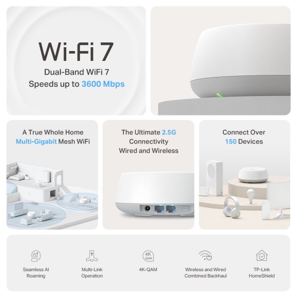 Deco BE25 (3-pack) BE5000 Whole Home Mesh Wi-Fi 7 System
