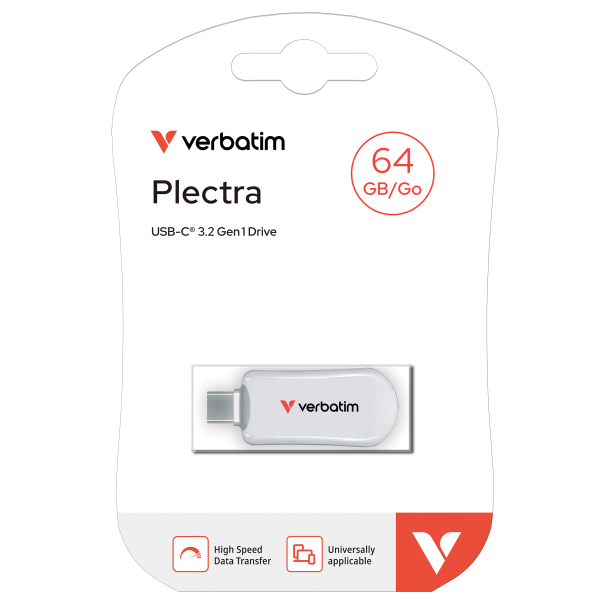 VERBATIM Plectra USB-C Flash Drive White 64GB
