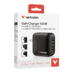VERBATIM Mini GaN Charger 100W 4 Port US/EU/UK ADP