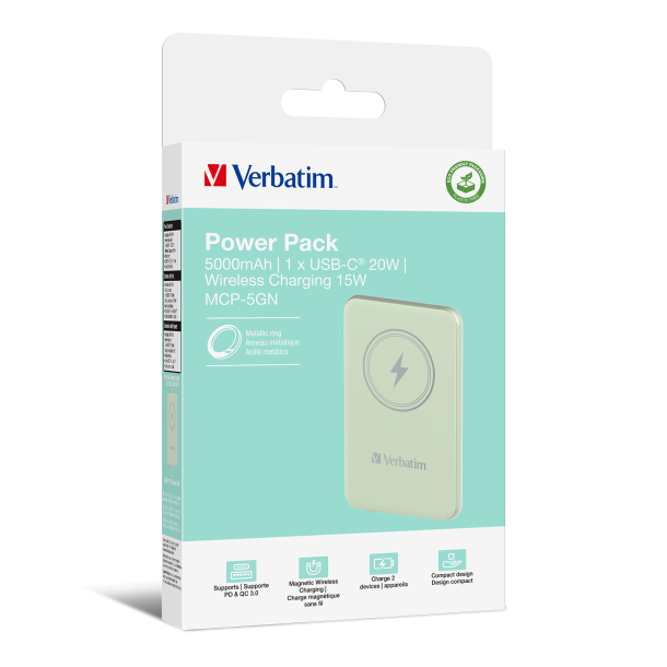 VERBATIM POWER P 5000 MAH UBS-C PD 20W WIRELESS 15W BLACK