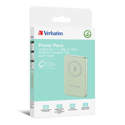 VERBATIM Power P 10000 mAh UBS-C PD 20W WIRELESS 15W Green
